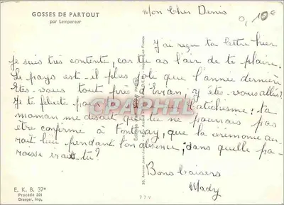 Retrato de criança — Gosses de Partout por Lempereur — editor Draeger, Imp. Paris — Verso