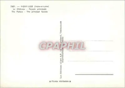Rigny-Usse (Indre-et-Loire) — O Castelo - Fachaça Principal — Éditions d'Art A.P., Versailles — Verso