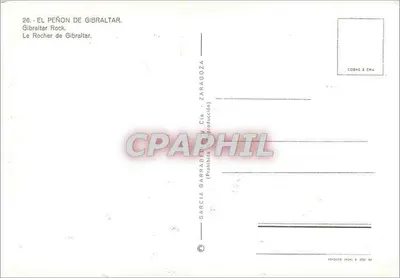 Gibraltar — Rocha de Gibraltar — Garcia Garrabé & Cía. Zaragoza — Verso