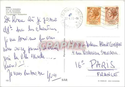 Arc de Constantin — Rzym — wydawca SAR n°182 — Rewers