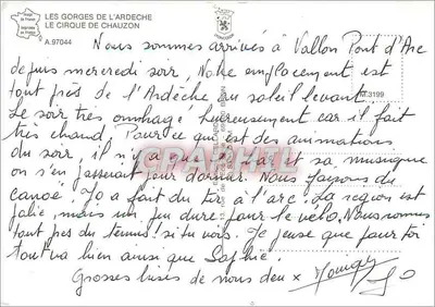 As Gorges da Ardèche — O Cirque de Chauzon — editor A.97044 — Verso