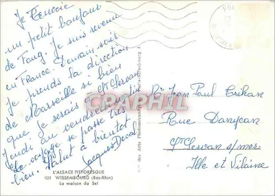 Wissembourg — A Casa do Sal — (Bilhete postal moderno) A Alsácia Pitoresca (24) — Verso