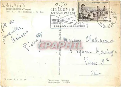 Gérardmer (Vosges) — Widok z powietrza — Jezioro — Wydawnictwo Lotnicze Combier — Rewers