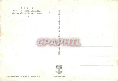 Paris - La Sainte-Chapelle : vitraux de la chapelle haute — Éditions Diplôme, Paris, n° 698 — Verso