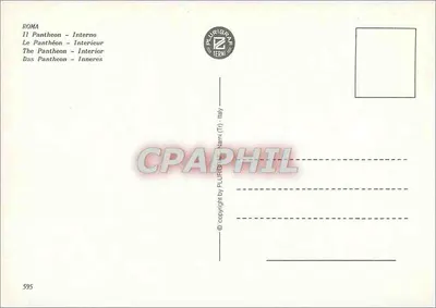 Pantheon — Wewnętrzny — widok na dach i nawę — wydawca PLURIGRAF TERNI, n° 595 — Rewers