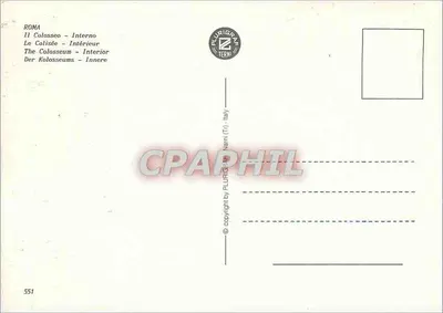Koloseum w Rzymie — Wewnętrzna część — PLURIGRAF Narni (Włochy) nr 551 — Rewers