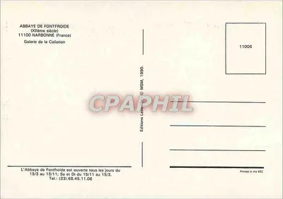 Abbaye de Fontfroide — XII wiek — Wydawnictwo Lestrade, n° 11006 — Rewers