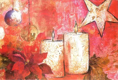 Natal — velas, estrela e poinsettia —