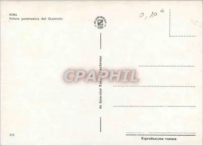 रोम — जियानिकोलो से व्यापक दृश्य — प्लुरिग्रावे टर्नी संख्या 213 — पीछे