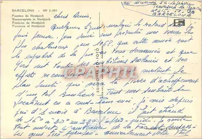 Fuentes de Montjuïch — Pamiątka z Barcelony — Wydawnictwo Neuve Paris — Rewers