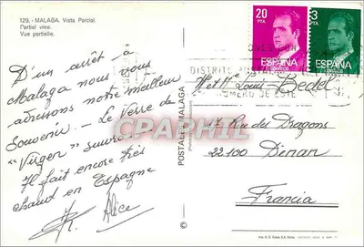 Malaga — Vista parcial — Imp. A. G. Cebas, S.A. Bénes — Verso
