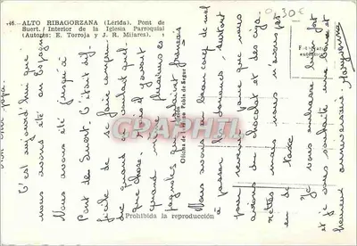 Wewnętrzny widok parafialnej świątyni w Suert — Alto Ribagorza (Lérida) — Wydawca: Olfica de Pobla de Segur — Rewers