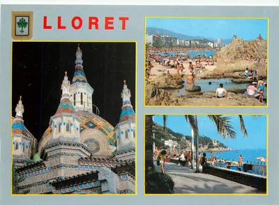 Lloret — vista da basílica, praia e passeio — editor Cedosa, n° 153