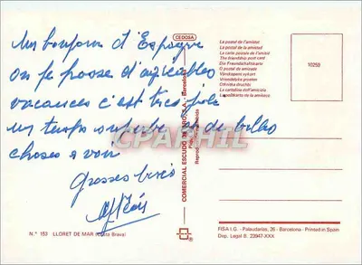 Lloret — vista da basílica, praia e passeio — editor Cedosa, n° 153 — Verso