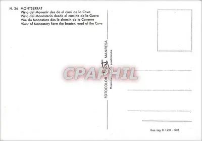 Montserrat — Widok klasztoru z drogi do jaskini — Fotocolor Manresa N. 36 — Rewers