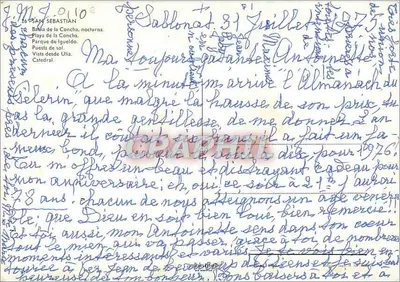 San Sebastián — widok panoramiczny nocny i dzienny — wydawca nie widoczny — Rewers