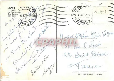 Milão — O Duomo — Ed. Luigi Scrocchi - Milão, n°7 — Verso