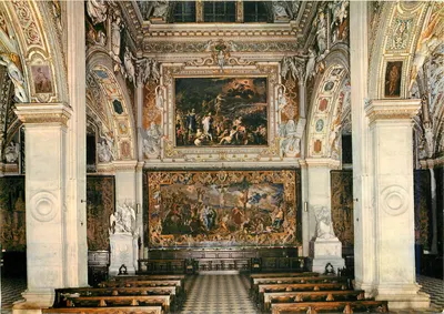 Bergamo - S. Maria Maggiore — Interior decorado com frescos e tapeçarias barrocas — Editor Muzio Milano, n°37