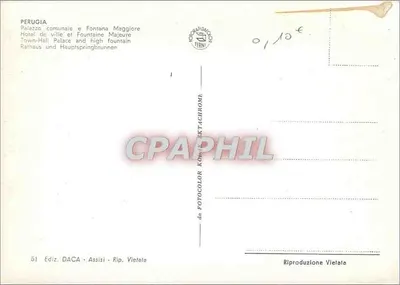 Perugia — Pałac Komunalny i Wielka Fontanna — Wyd. DACA - Assisi — Rewers