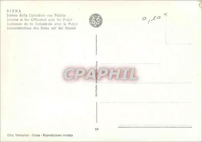 Interior da catedral de Siena — com a cadeira — Ed. Venturini, n° 56 — Verso