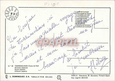 Torremolinos — Diversos aspectos — L. DOMINGUEZ, S.A. N° 30 — Verso
