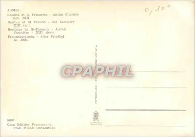 Assisi - Bazylika Świętego Franciszka - Stary Cmentarz - XIII wiek — Casa Editrice Francescana, n° 66405 — Rewers