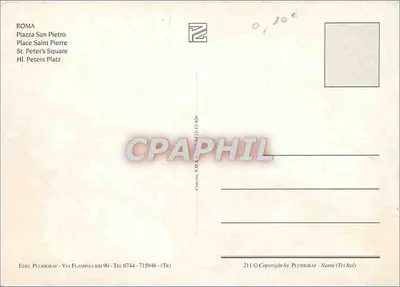 Piazza San Pietro — vista aérea — Editor PLURIGRAF, Narni (Tr) - n° 211 — Verso