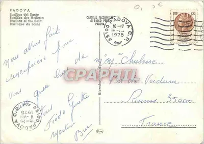 Bazylika św. Pawła w Padwie — widok panoramiczny — wydawca nieznany — Rewers