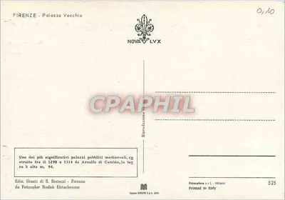 Palazzo Vecchio — Florenca — wydawca Nova LVX, nr 525 — Rewers