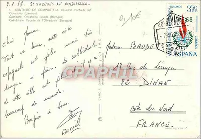 Santiago de Compostela — Catedral Obradoiro (Barroco) — DARCIA GARCIA & CIA. S.R.C. — Verso