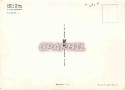 Tossa de Mar — Ruínas romanas com tabuleiro e castelo — PEUAVO, N° GE 1764 m — Verso
