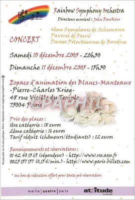Koncerty muzyki klasycznej — Rainbow Symphony Orchestra — mairie | quatre | paris — Rewers
