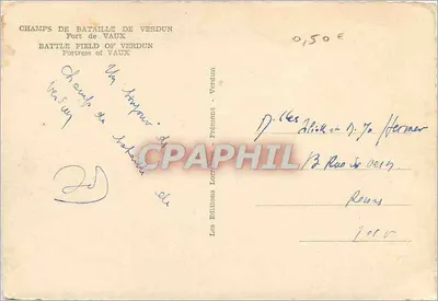 Pola bitwy pod Verdun — Fort Vaux — Wydawnictwo Lormont - Frémont — Rewers