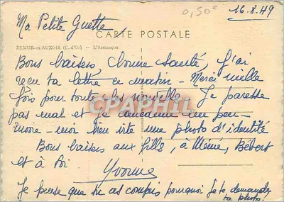 Semur-en-Auxois — widok zamek i rzeka — wydawca Pim, nr 0150 — Rewers