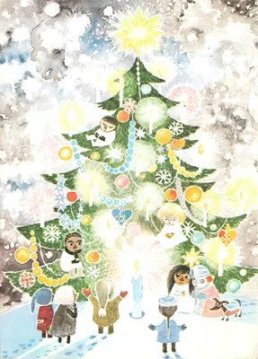 Natal — maravilha de Natal — pintura de Tove Jansson para UNICEF