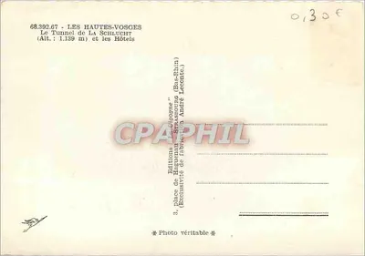 O Túnel de La Schlucht — Les Hautes-Vosges — Edições La Cigogne — Verso