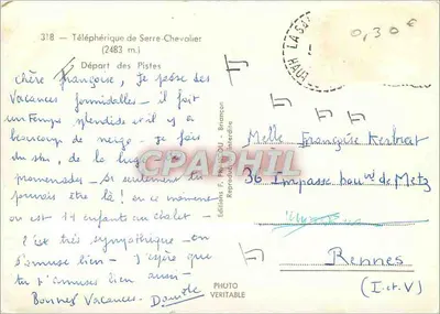 Teleliften van Serre-Chevalier — Aankomst op de Pisten — Edities F. Phrancou - Briançon — Achterkant