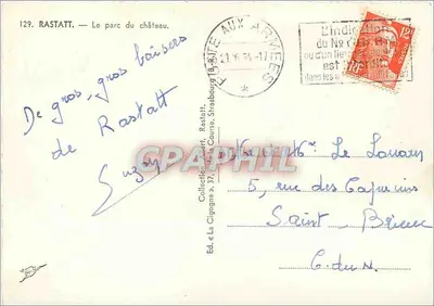 Rastatt — O parque do castelo — Ed. « La Cigogne », Rastatt — Verso