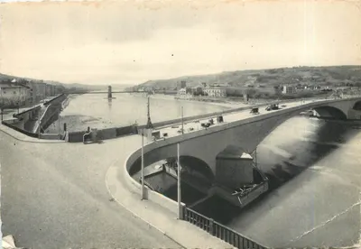 Bilhete postal moderno Ponte Nova Vista sobre o Rio Reno