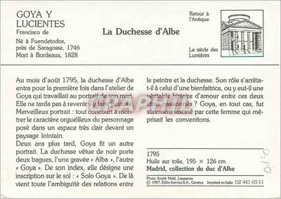 Duquesa d'Albe — Portret Francisco Goya — Édito-Service S.A., Genewa, n° D2 441-03-11 — Rewers