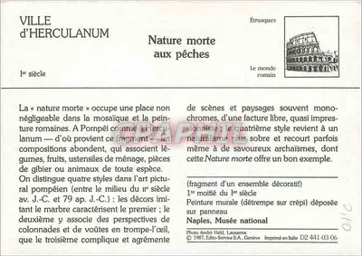 Miasto Herculanum — natura morta z perełkami — wydawca: André Held, Lausanne — Rewers