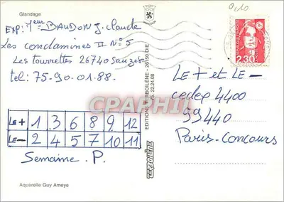 Glandage — widok zamek i wieża — Wydawnictwo Terroilène — Rewers