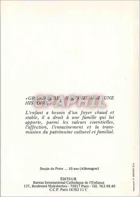 O avô conta uma história — desenho de uma criança — Editor Bureau International Catholique de l'Enfance — Verso