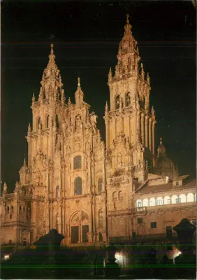 Santiago de Compostela — Catedral — Fachada do Obradoiro — Noite — Beladas France, n° 3.105