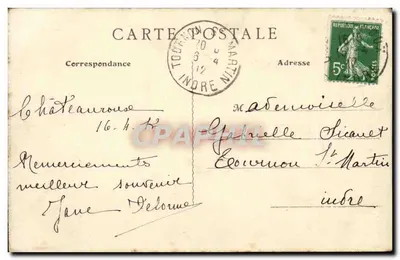 Châteauroux — Bordas do Indre — Th.G, n°527 — Verso