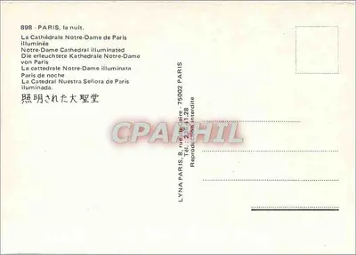 Notre-Dame w Paryżu — oświetlona — LYNNA PARIS, n°898 — Rewers