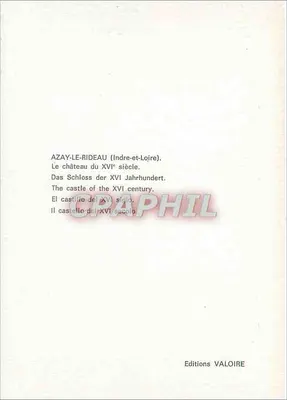 Azay-le-Rideau — château do século XVI — Editions Valoire — Verso
