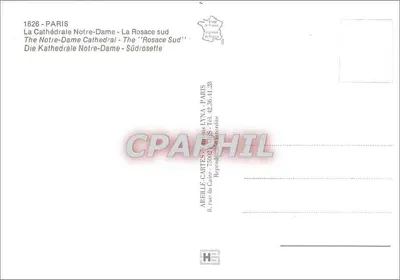 Katedra Notre-Dame w Paryżu — fasada i południowa rożenica — wydawca ABEILLE-CARTES — Rewers