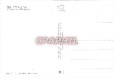A Madeleine — Paris, noite — Affelle Cartes, Paris — Verso