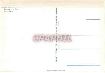 Pátio dos Leões — Alhambra, Granada — KOLOR - ZERKOWITZ - Impressão: Cazamajo - Barcelona — Verso